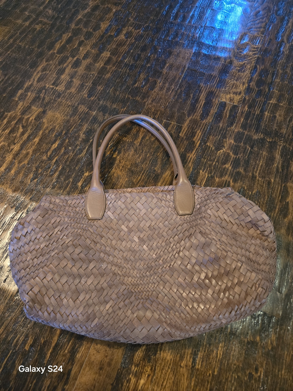 Woven Shoulder Tote Bag in Brown - Picture 2 of 10